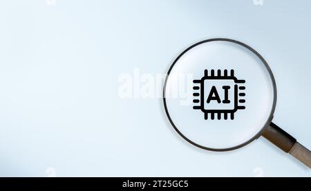 AI search engine for data and connection internet global for analysis, information cyberspace. Artificial Intelligence helps solve work problems and i Stock Photo