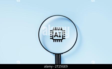 AI search engine for data and connection internet global for analysis, information cyberspace. Artificial Intelligence helps solve work problems and i Stock Photo
