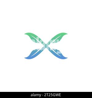 Letter X Leaf Logo Design. X Icon Nature Stock Vector
