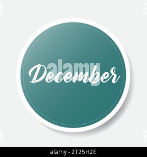 December green round sticker on white background, vector illustration Stock Vector