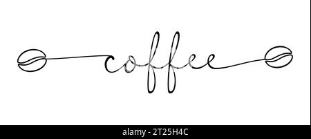 Coffee, vector logo word. Hand drawn text. Horizontal inscription script coffee. Typography coffee icon design for poster, flyer, banner, menu cafe Stock Vector