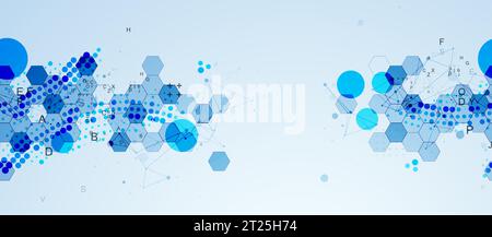 Abstract hexagon background with plexus effect and letters for design works. Vector Stock Vector