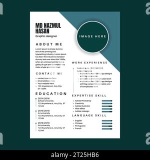 Professional Resume Design Vector Template Stock Vector