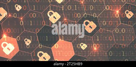 Secure digital space. Virtual confidential, programming protection. Vector Stock Vector