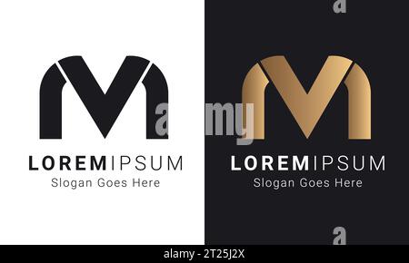 Luxury Initial MV or VM Monogram Text Letter Logo Design Stock Vector