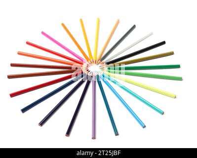 Colored pencils on white background Stock Photo