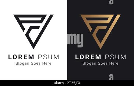 Luxury Initial VP or PV Monogram Text Letter Logo Design Stock Vector