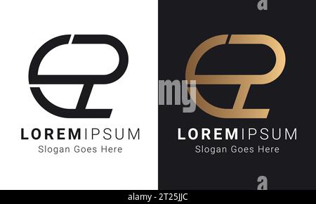Luxury Initial PC or CP Monogram Text Letter Logo Design Stock Vector