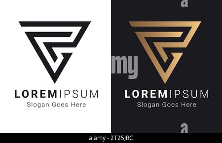 Luxury Initial VP or PV Monogram Text Letter Logo Design Stock Vector