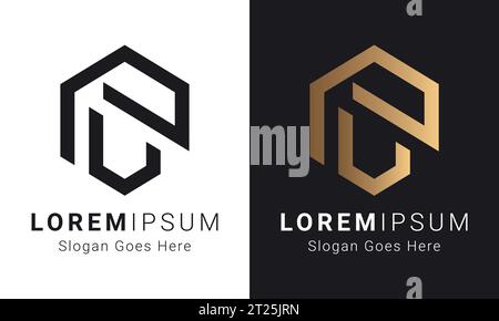 Luxury Initial VP or PV Monogram Text Letter Logo Design Stock Vector