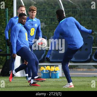 Marc Guehi of England & Crystal Palace. - England Training & Press Conference, England v Italy, UEFA European Qualifiers, Tottenham Hotspur Training Ground, London, UK - 16th October 2023. Editorial Use Only - DataCo restrictions apply Stock Photo