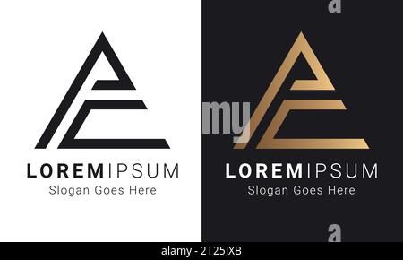 Luxury Initial PC or CP Monogram Text Letter Logo Design Stock Vector