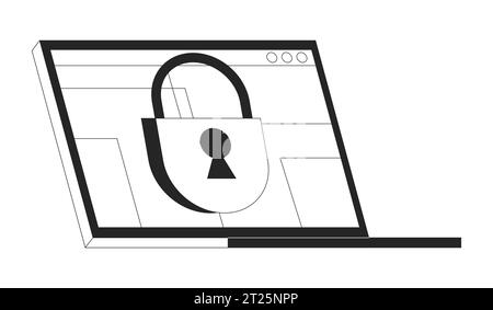 Closed access on laptop screen bw concept vector spot illustration Stock Vector