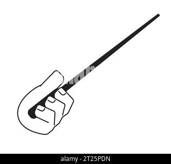 Hand holding stick cartoon hand outline illustration Stock Vector