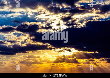 Sun breaking through clouds after a storm, Ko Samui, Thailand Stock Photo