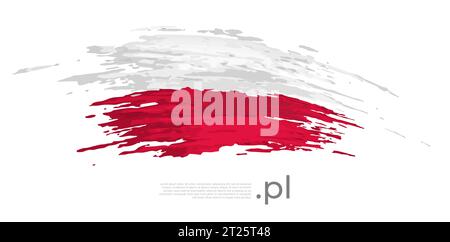 Poland flag. Brush strokes, grunge. Stripes colors of the polish flag on a white background. Vector design national poster, template, place for text Stock Vector