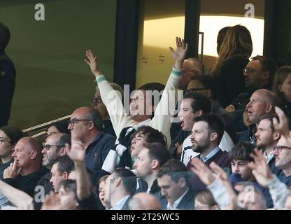 Actor Rafferty Law & son of Jude Law looks animated as he watches Tottenham Hotspur v Arsenal from the stands at Tottenham Hotspur Stadium, London. - Tottenham Hotspur v Arsenal, Premier League, Tottenham Hotspur Stadium, London, UK - 12th May 2022 Editorial Use Only - DataCo restrictions apply Stock Photo