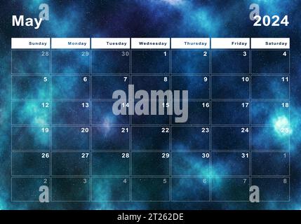 May 2024 calendar, week start Sunday, modern design Stock Photo