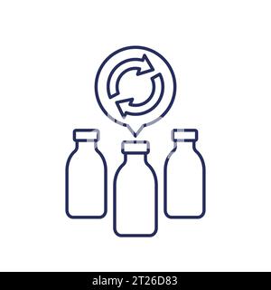 recycling plastic bottles line icon, vector Stock Vector