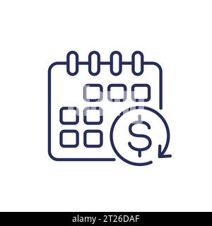 monthly subscription auto-renewal line icon Stock Vector