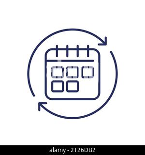 monthly subscription auto-renewal line icon Stock Vector