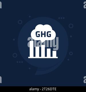 GHG, greenhouse gas emissions levels chart icon Stock Vector
