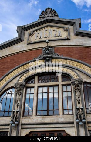 Facade of the Faenza theatre, the oldest movie theatre in Bogota, Colombia opened in 1924. The building is an example of Art Nouveau architecture and Stock Photo
