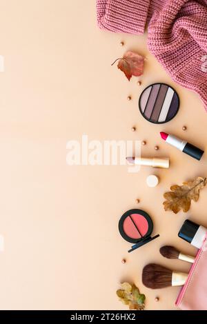 Autumn beauty background top view. Stock Photo