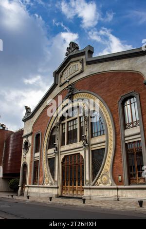 Facade of the Faenza theatre, the oldest movie theatre in Bogota, Colombia opened in 1924. The building is an example of Art Nouveau architecture and Stock Photo