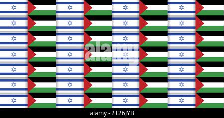 Palestine vs israel flags banner art, vector illustration Stock Vector
