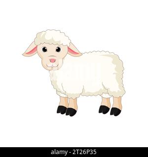 Cute Sheep Cartoon Vector Art on white background Stock Vector