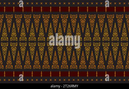 Traditional Classic Malay handwoven green Songket like batik from Indonesia or ethnic pattern with gold threads vector, floral mandala from malaysia Stock Vector