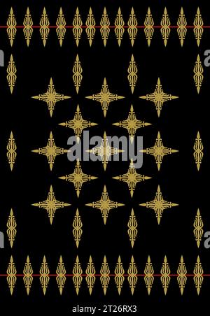 Traditional Classic Malay handwoven green Songket like batik from Indonesia or ethnic pattern with gold threads vector, floral mandala from malaysia Stock Vector