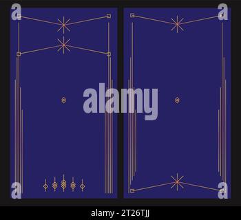 Art deco line border. Modern arabic gold frames, decorative lines borders and geometric golden label frame. Victorian vintage old antique elegant Stock Vector
