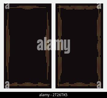 Art deco line border. Modern arabic gold frames, decorative lines borders and geometric golden label frame. Victorian vintage old antique elegant Stock Vector