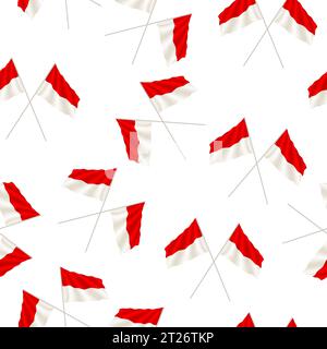 Happy indonesia Independence Day, 17 august 1945 design with flag ribbon. indonesian flag pattern, Merdeka, for web landing page, social media post Stock Vector