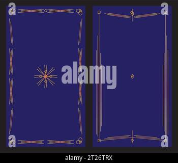 Art deco line border. Modern arabic gold frames, decorative lines borders and geometric golden label frame. Victorian vintage old antique elegant Stock Vector