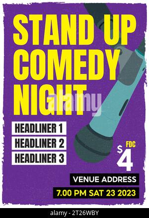 Stand Up Show or comedy night, Set Vector., microphone or Open Mic, flyer, gigs, poster, pamphlet, Stand up comedy theme Stock Vector