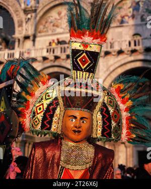 Italy. Venice. Carnival procession. Player in costume and mask. Stock Photo