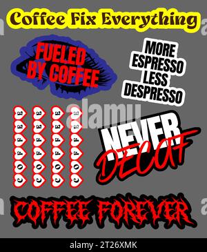 Coffee sticker set, for barista, coffee addict, Coffee shop decoration design, vector format Stock Vector