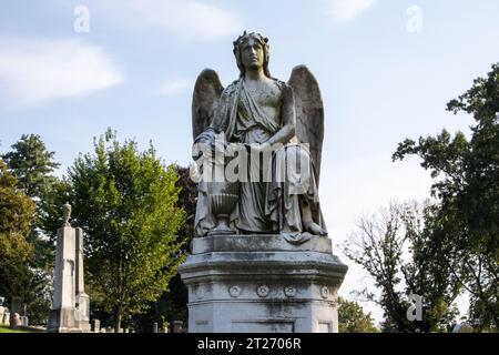 angel statue in graveyard brooklyn 2023 new york usa. Stock Photo