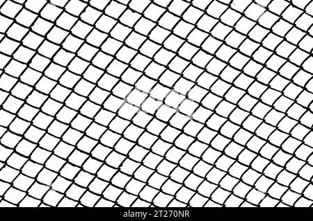 The texture of the metal mesh on a white background. Torn steel, metal mesh with holes Stock Photo