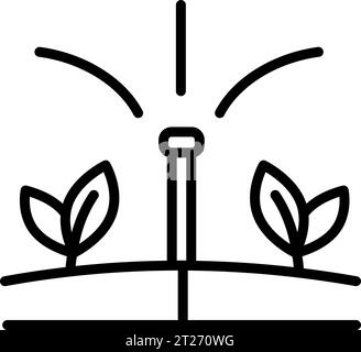 Garden and field irrigation system icon. Plants aquaponics drip water, farm irrigation automatic system or seedling sprinkling technology vector sign. Stock Vector