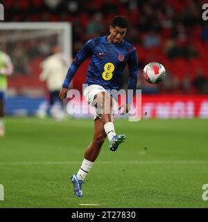 London, UK. 17th Oct, 2023. Jude Bellingham of England warms up during the UEFA EURO 2024 Qualifiers match between England and Italy at Wembley Stadium, London, England on 17 October 2023. Photo by Ken Sparks. Editorial use only, license required for commercial use. No use in betting, games or a single club/league/player publications. Credit: UK Sports Pics Ltd/Alamy Live News Stock Photo