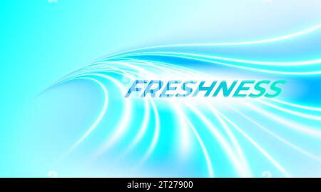 Blue dynamic waves showing a cleaning effect. Air flow. Packaging design. Energy curves. Vector illustration. Stock Vector