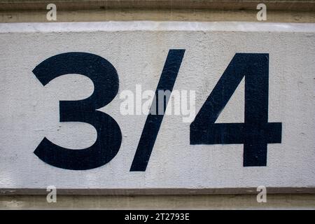 3/4 sign Stock Photo