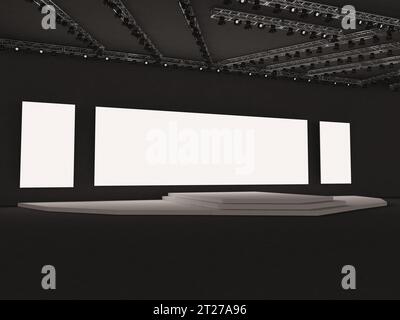 event Empty stage perspective view. with a rectangular screen for ...
