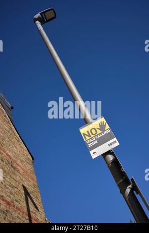 This is a No Cold Calling Zone Sign London England UK Stock Photo