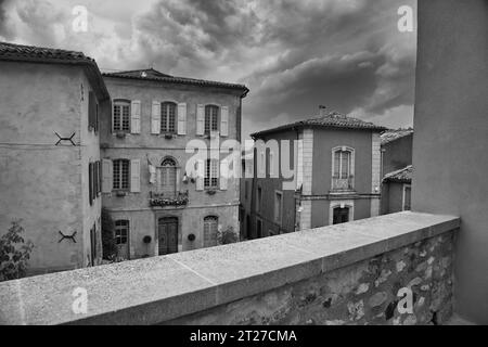 the beautiful houses of roussillon (Black and White) Stock Photo