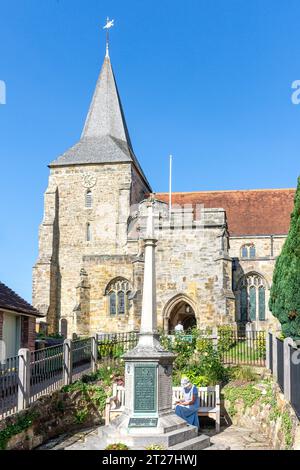 St Dunstan's Church and War Memorial, High Street, Mayfield, East Sussex, England, United Kingdom Stock Photo